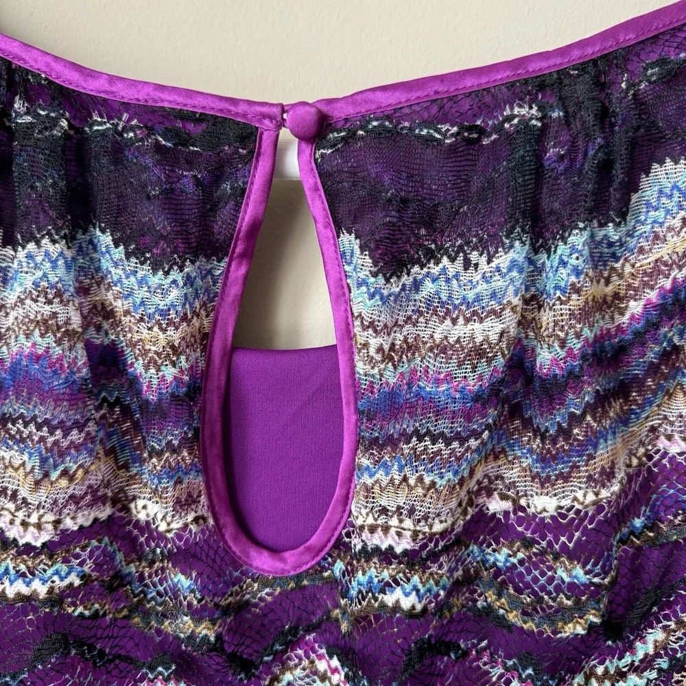 NEW Cache Womens Size 8 Blouson Black Purple Floral Lace Vintage Sheath Dress - Picture 6 of 8